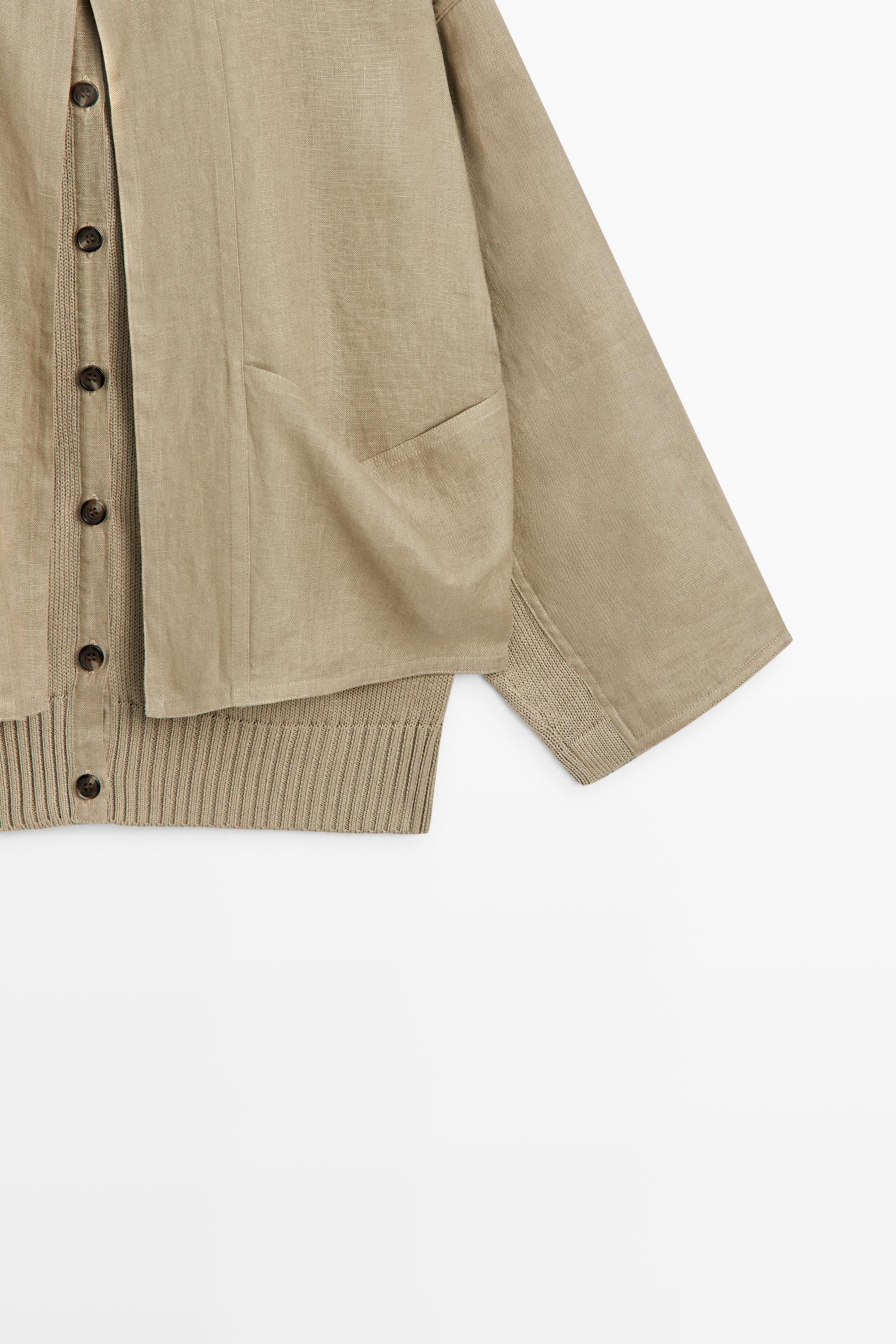 Cotton linen blend cardigan with pockets